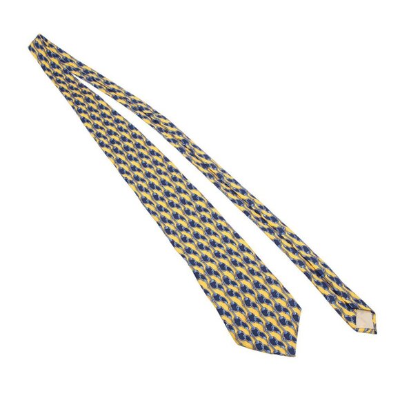 Fumagalli's Silk Tie Spain Vibrant Abstract Pattern Yellow Blue Summer Party - Picture 5 of 7